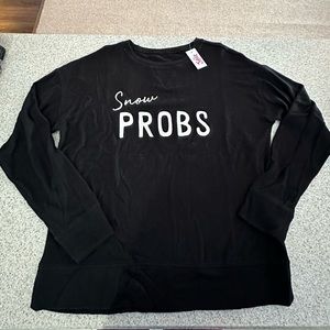 NWT Original Justice Black Snow Probs Lightweight Knit Sweatshirt Girls 14/16P